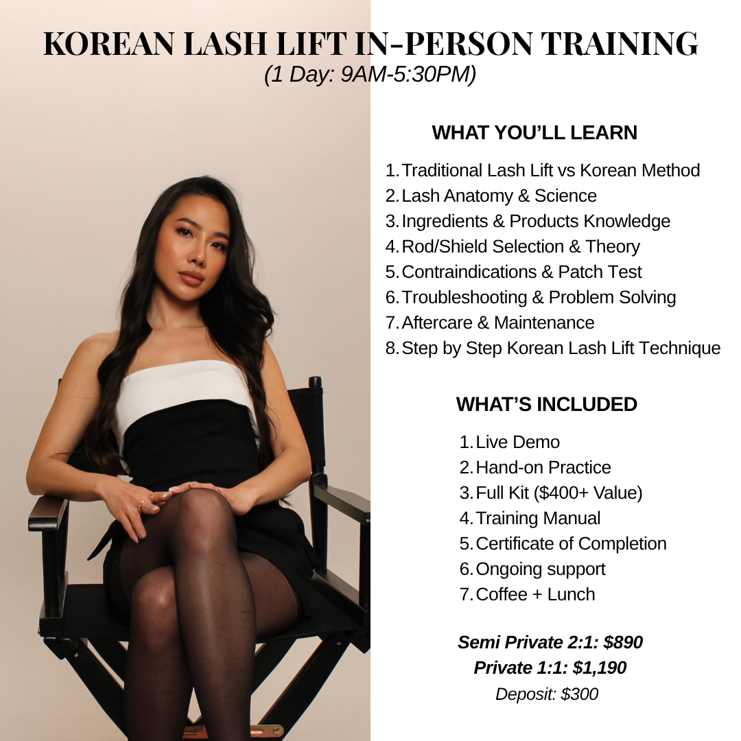 KOREAN LASH LIFT SEMI PRIVATE 2:1 TRAINING (DEPOSIT ONLY)